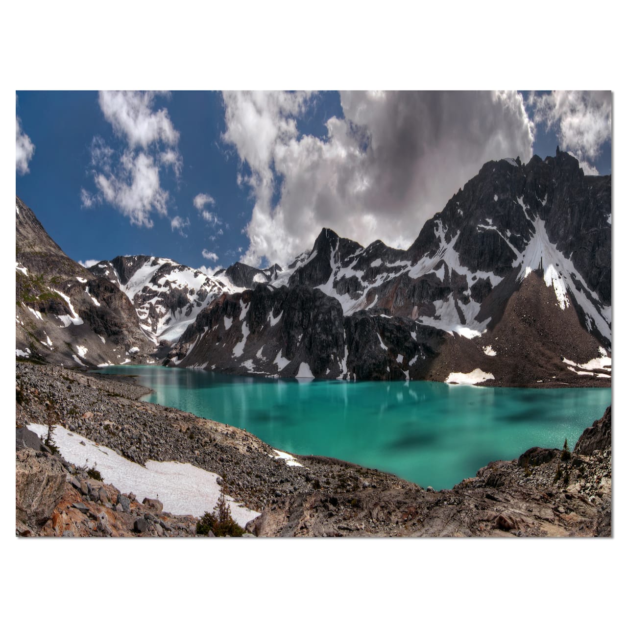 Designart - Distant Mountains and Mountain Lake - Landscape Canvas Art Print